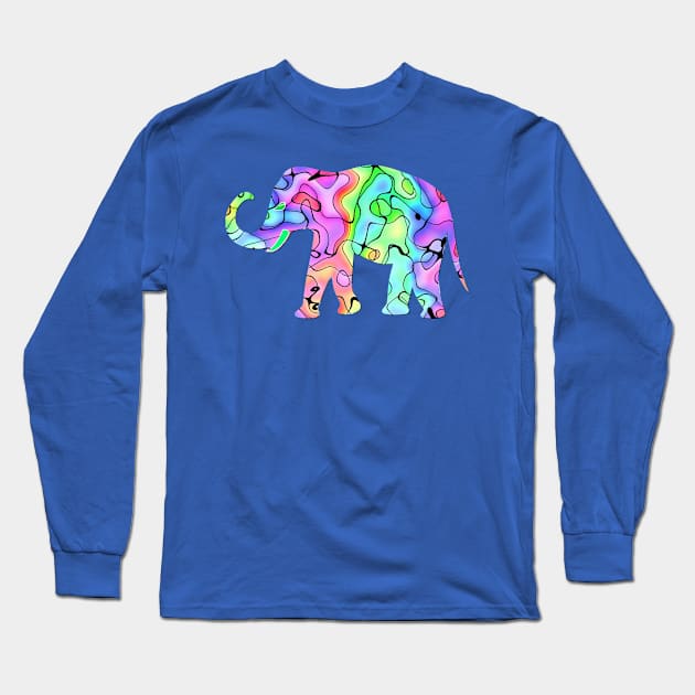 Art Squiggles Elephant Long Sleeve T-Shirt by letnothingstopyou